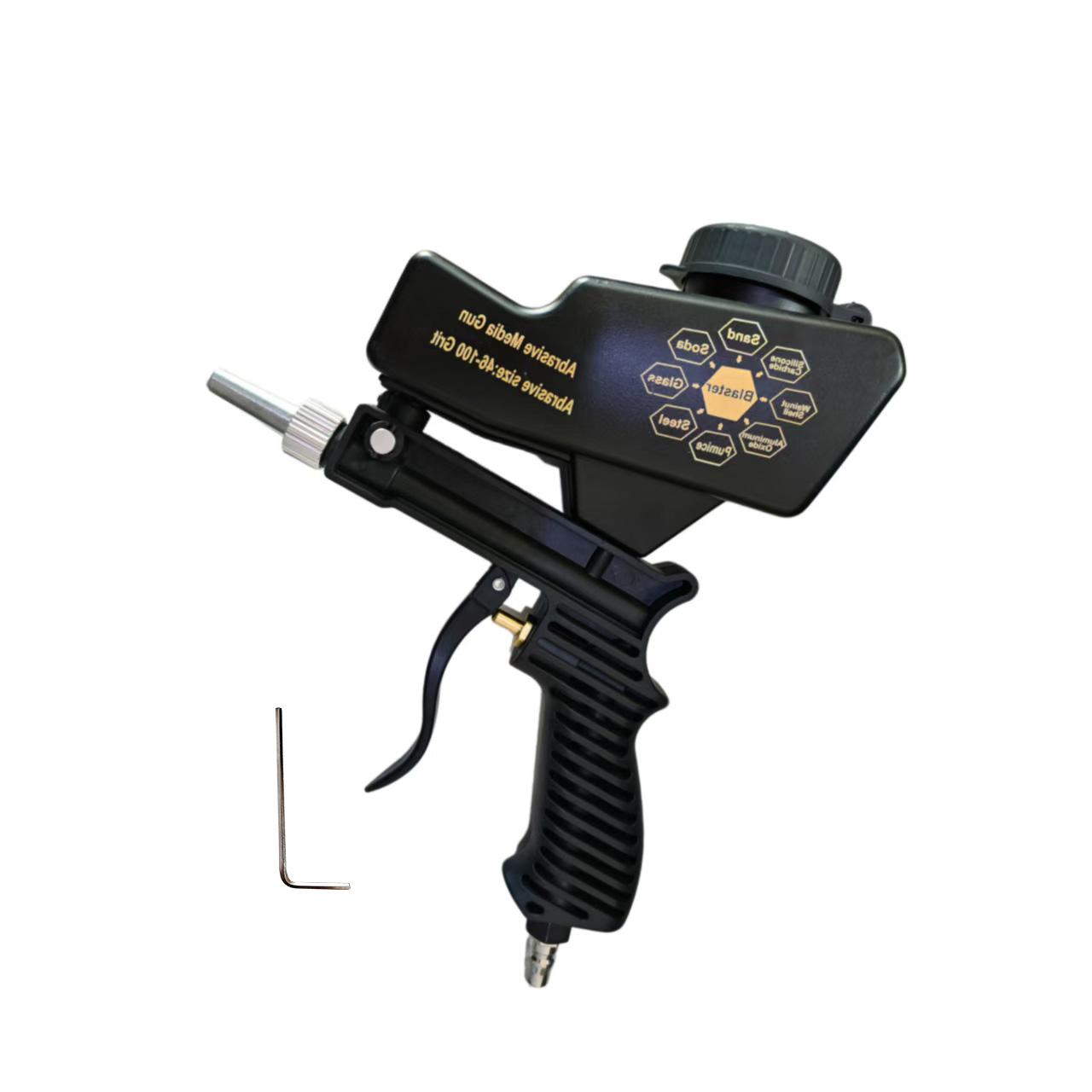 Portable Air-Powered Sandblaster, Mini Gravity-Driven Tool, Handheld Air Abrasion Machine, Connected to Compressor