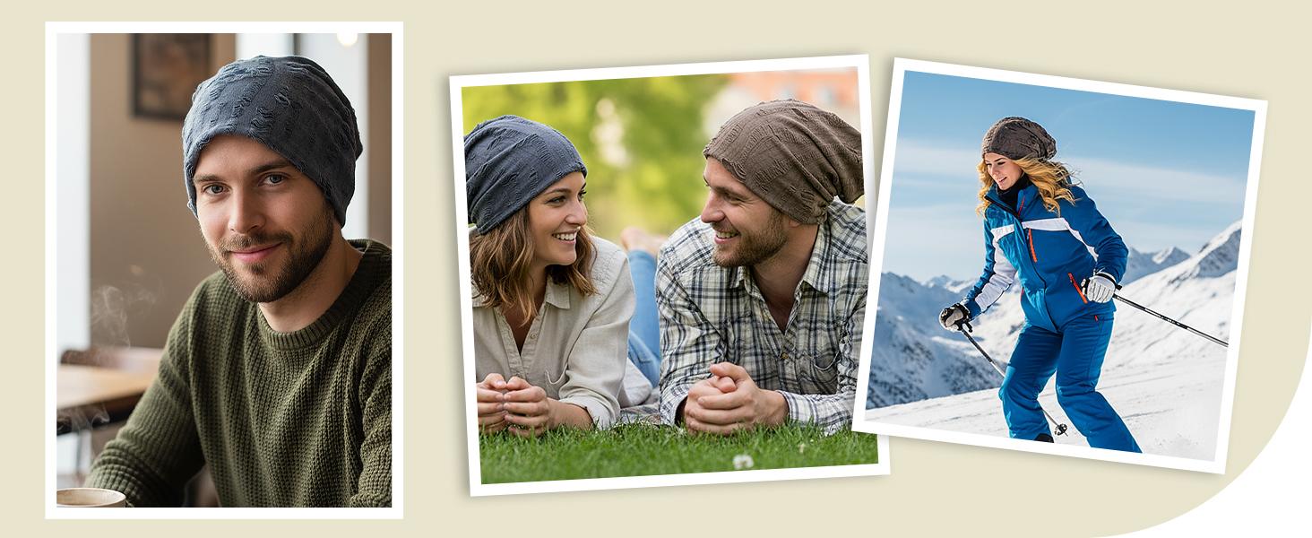 Slouchy Knit Beanie Hat for Women Men Chemo Hat Stretch Cancer Head Wraps Sleep Head Thin Cotton Skull Cap