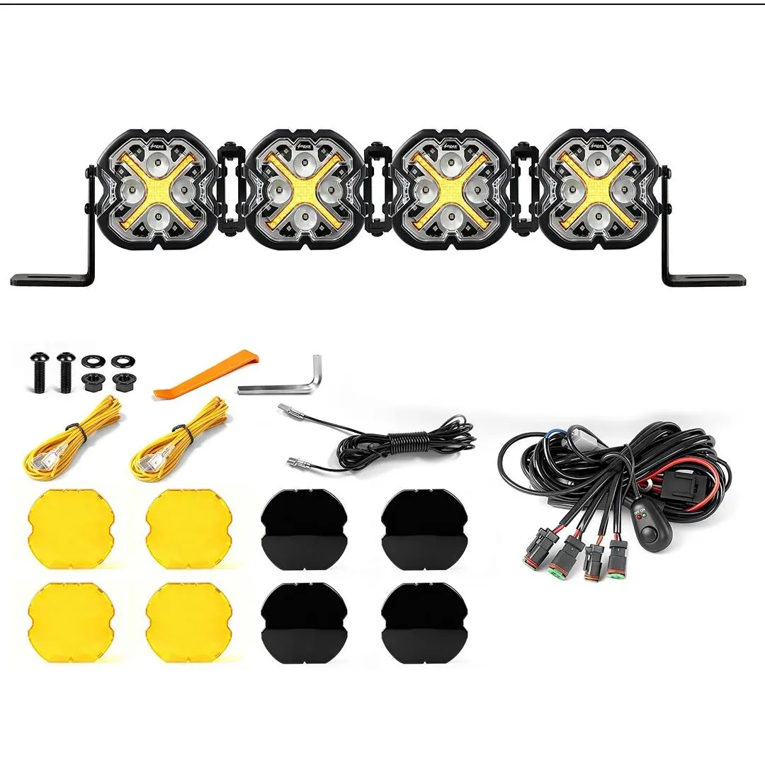 Offroad LED Pod Lights - Clear X-Style White/Amber DRL Front Bumper Light Bars for Automotive Use