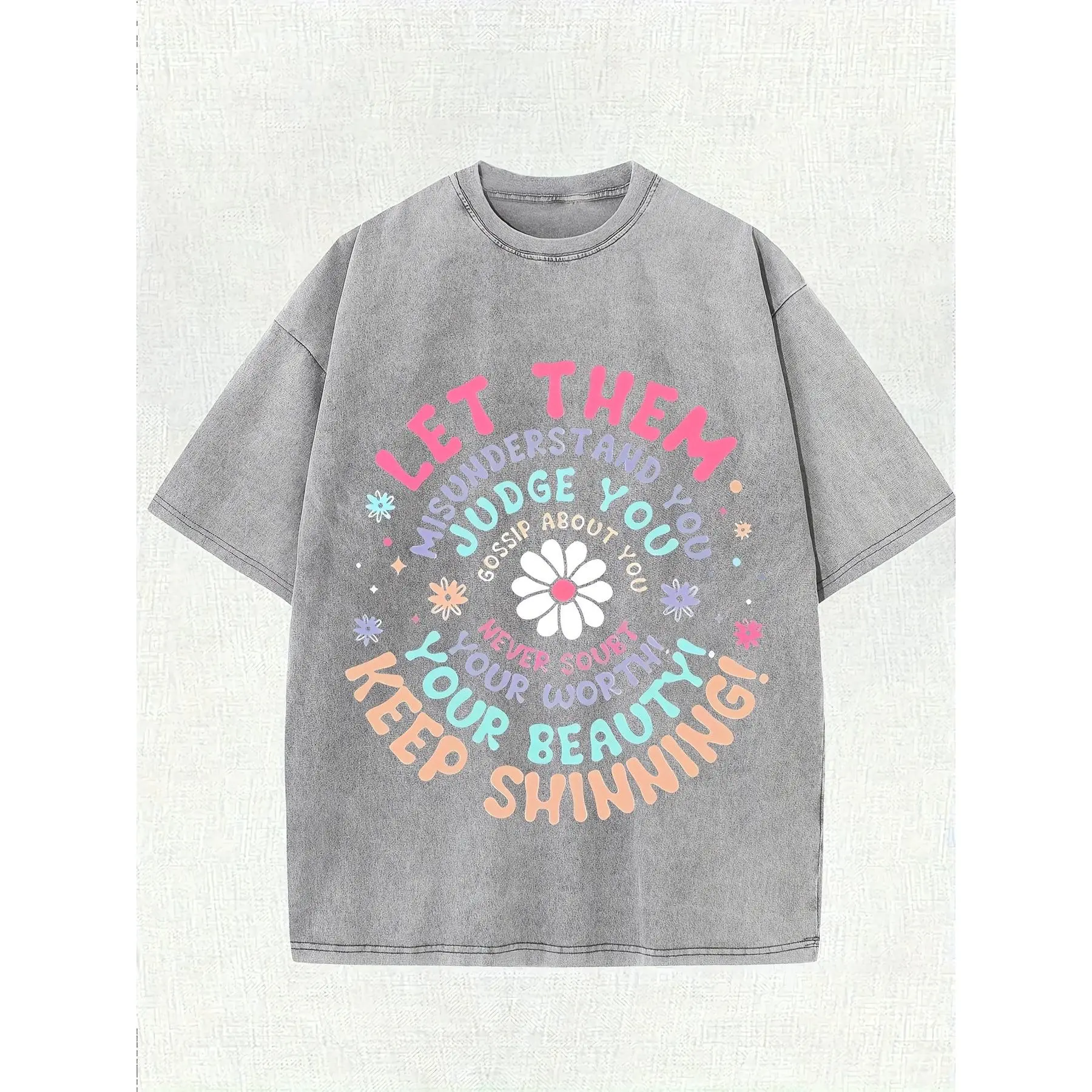 Oversize Tee Never Underestimate Your Own Worth.This Crew Neck Short-Sleeve Men'S T-Shirt Features Vintage Pattern Front Print, Is Made Of 100% Washed Pure Cotton Weighing 230 Grams,
