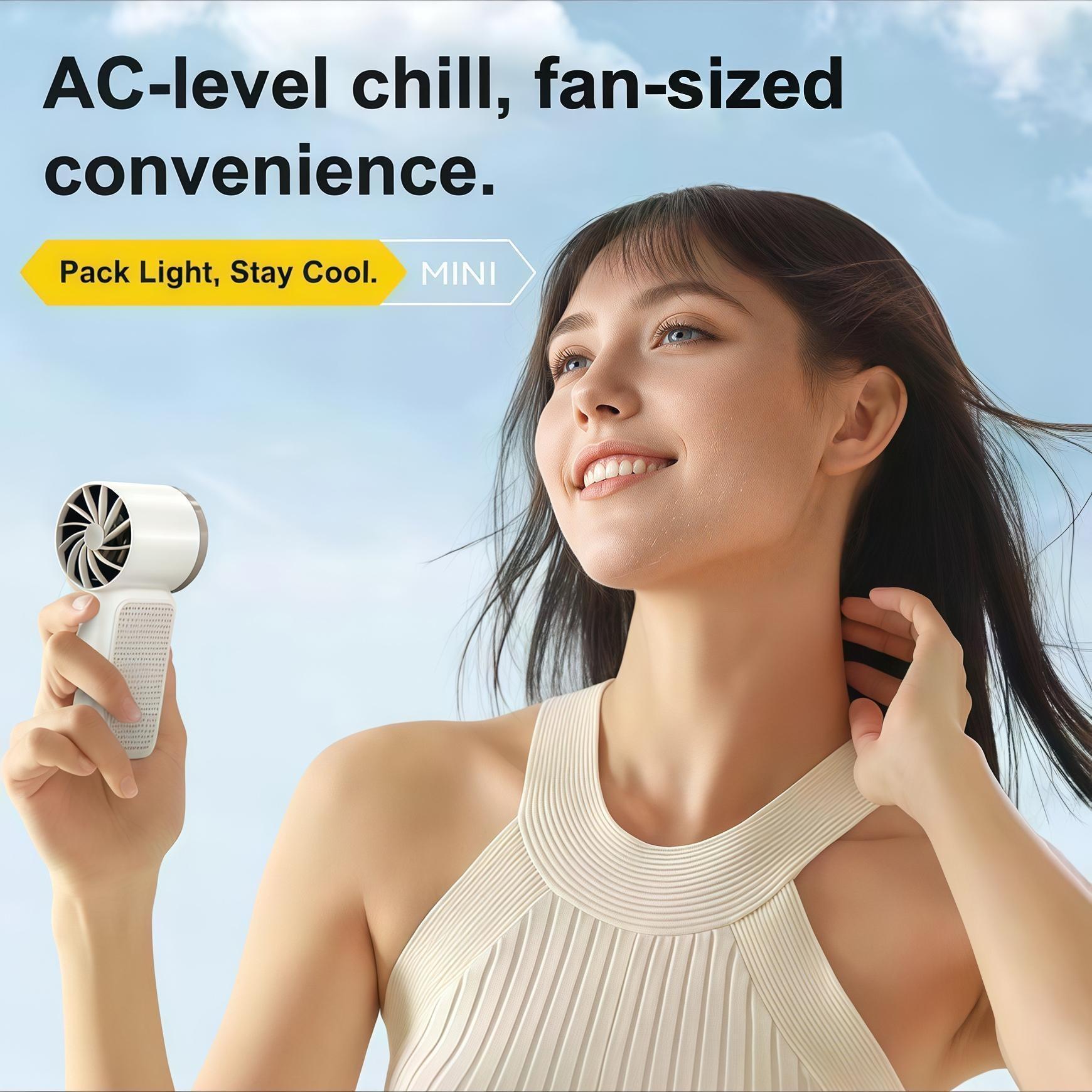 Compact USB Rechargeable Handheld Cooler Fan with LED Digital Display, 6 Levels Adjustable Wind Speed, Perfect for Travel, Outdoor Activities, Sports Fitness and Daily Office Work