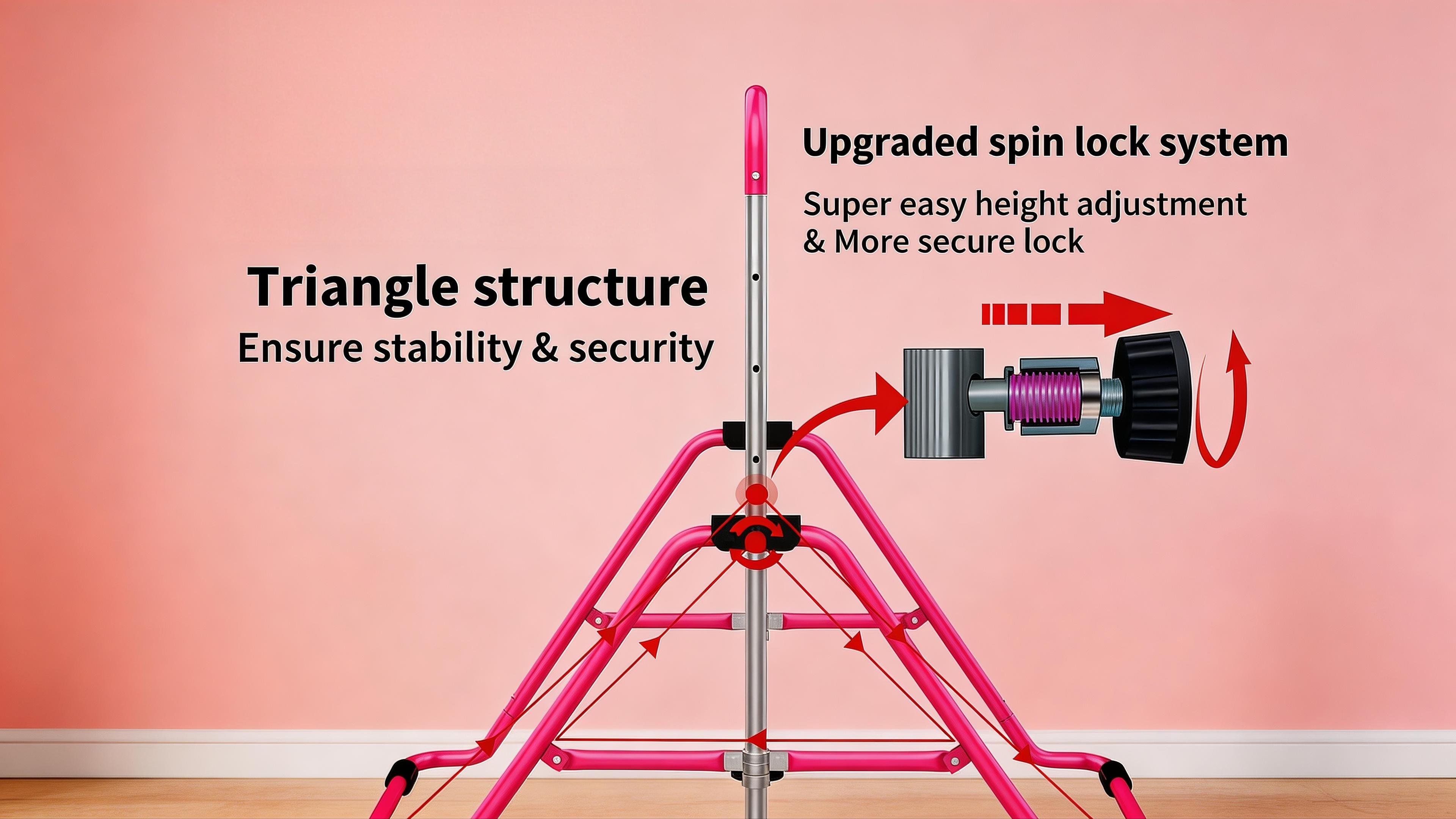 Aobtkel Gymnastics Bar for Kids withRings, Adjustable Height Folding Horizontal Bars,Junior GymnAdjustable Kids Gymnastics Bar - Foldable Horizontal Bar for Home, Safe Sturdy Training Equipment for Children, Perfect for Pull-Ups, Stretching, and Physical