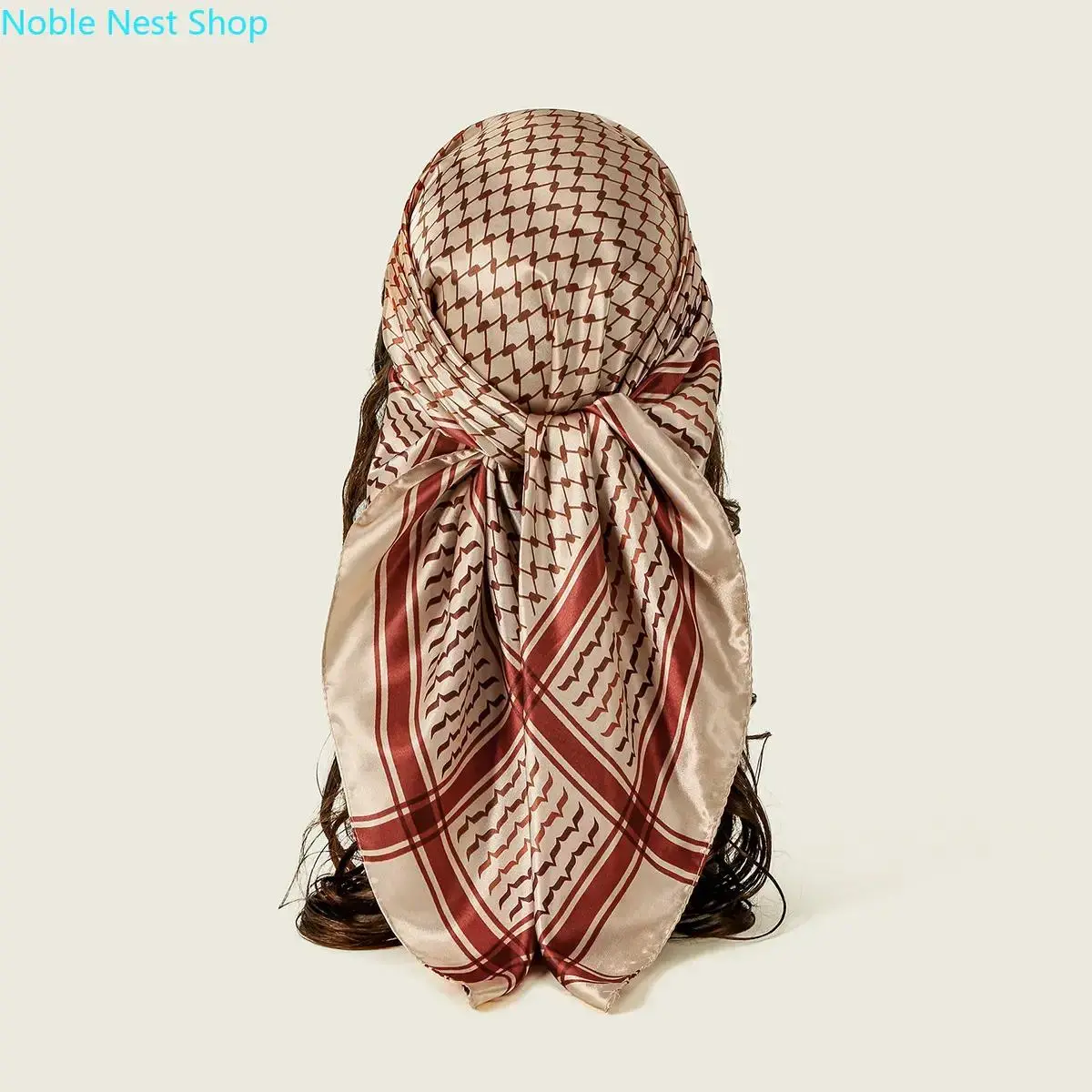 Unisex Square Silk Scarf Houndstooth Shemagh Print, Soft Breathable Multi-Style Tactical Head Wrap Bandana Neck Kerchief, Modest Muslim Hijab for Desert Outdoor & Holiday Gift