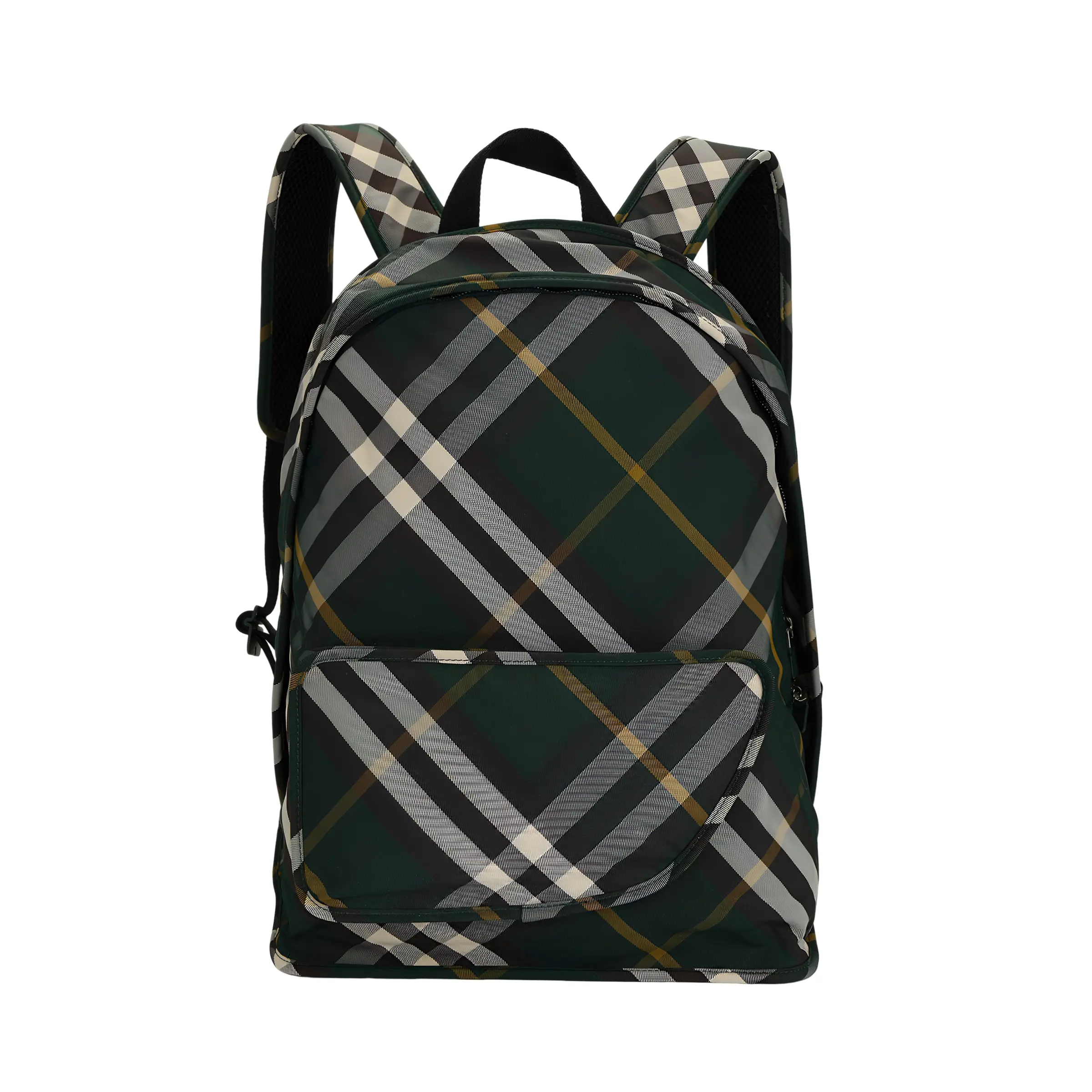Burberry Shield Check Print Zip-Top Backpack for Men in Ivy Green