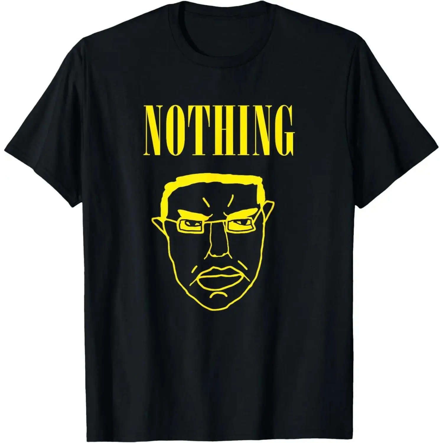 Men's Streetwear 'Nothing Ever Happens' Chud Wojak Meme T-Shirt with All Over Print Graphic, Soft 100% Cotton Regular Fit Top, Tshirt, Machine Wash oversized  graphic tees