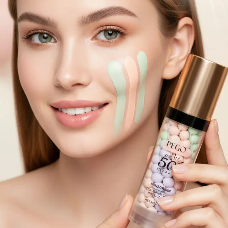 Three-Color Concealer Primer, Even Skin Tone Foundation, Full Coverage, High Coverage, Flawless Coverage, Moisturizing, Hydrating, SPF Sun Protection, Makeup Base