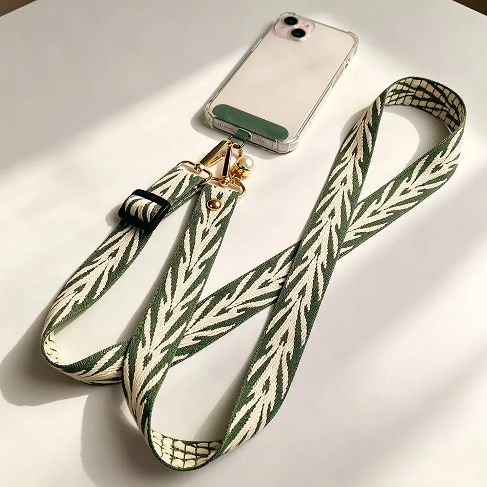 Elegant Wheat Style Crossbody Phone Strap, Adjustable Pearl Decor Necklace Lanyard, Anti-Loss Universal Phone Case Strap