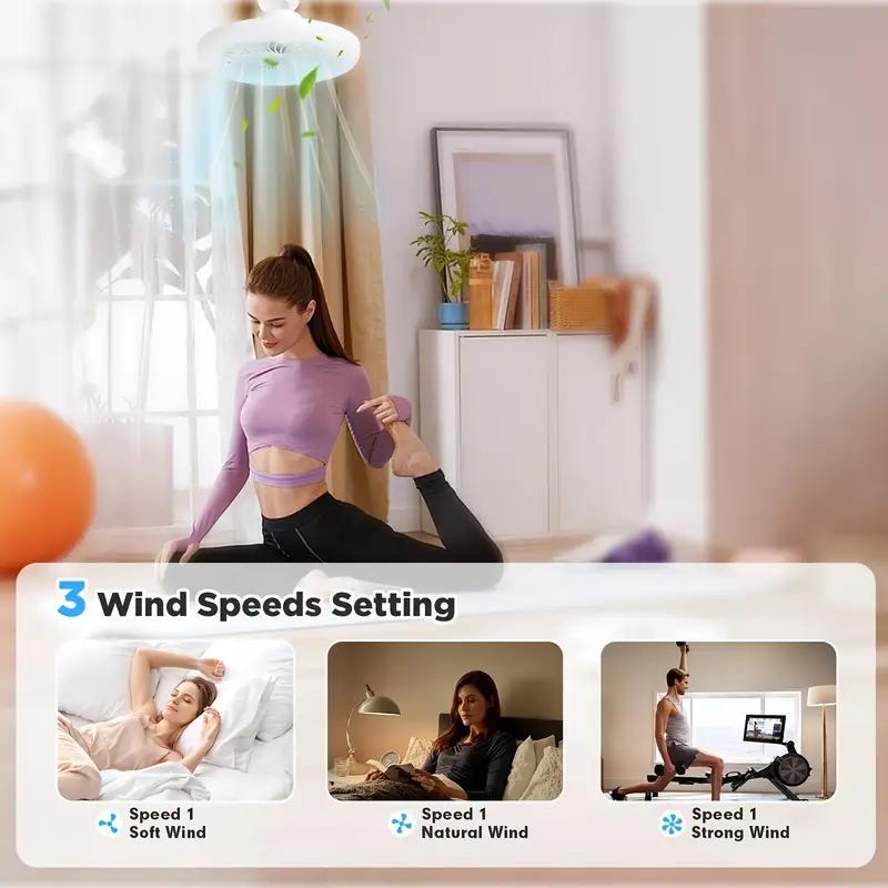 3 in 1 Ceiling Fan Light, E27 Socket Fan Light with Remote Control, Dual Function Cooling and Lighting Fan Light for Bedroom Living Home