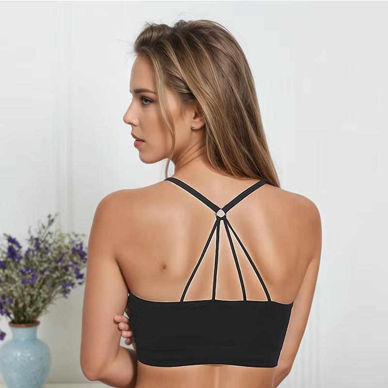Sports underwear Women Yoga Fitness Seamless Crop Top Wide Letter Straps Comfortable Workout Activewear Non-Wire Beautiful Back Bandeau Anti-Sagging
