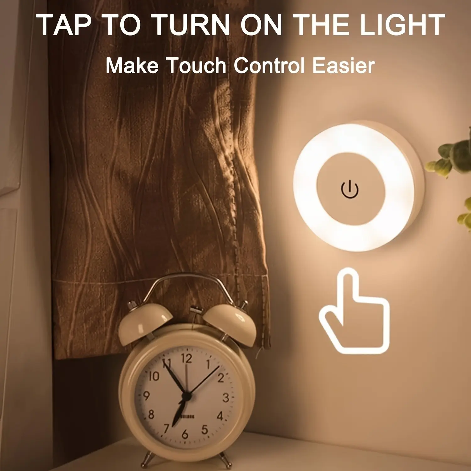 Portable LED Night Light, Stick Tap Push Touch Lamp, 3-Color Dimmable, USB Rechargeable, for Bedroom, Closet, Camping, Travel, Dimmable Lights, Dimmable Lamps