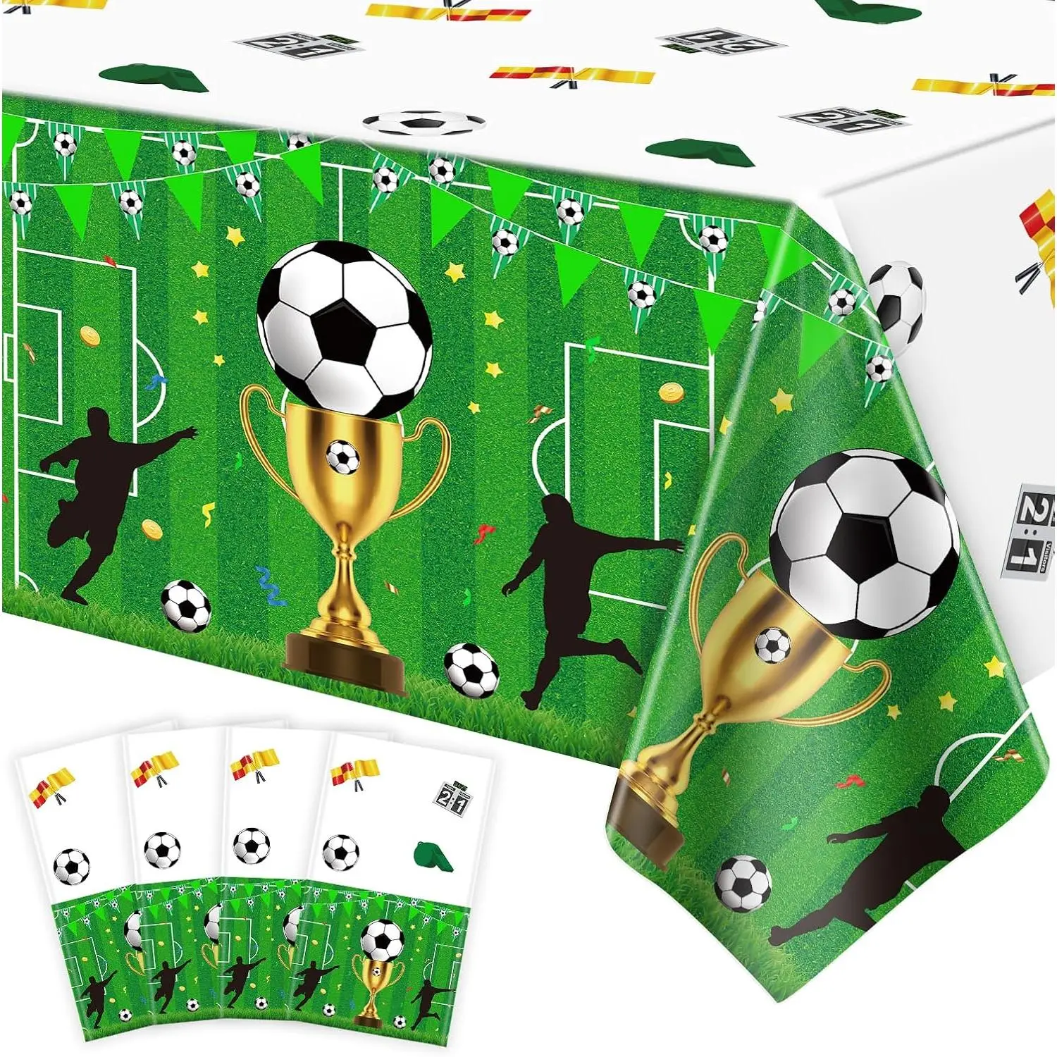 4 Pack Soccer Party Tablecloth Soccer Birthday Decorations  Party Table Covers Football Table Cloth Football Themed Birthday Parties Decorations for  Themed Parties  51 x 86 Inch