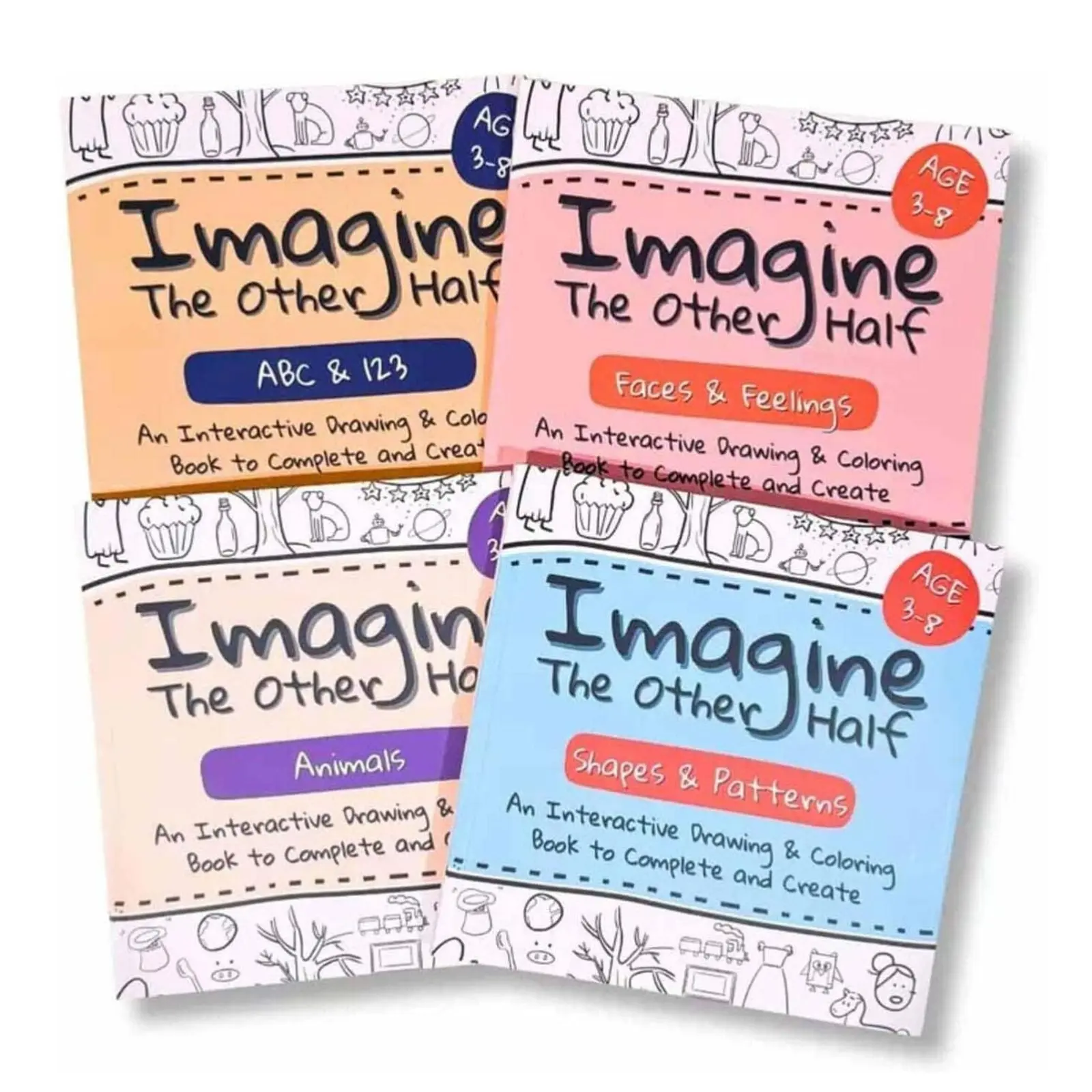 Imagine The Other Half: Interactive Kids Creative Drawing & Coloring Book, Animal Symmetry Art Workbook for Ages 3-8