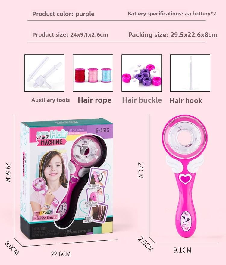 Magic DIY Automatic Braider Sparkly Light Up Hair Styling Tool for Girls Kids Pretend Play Gadget Fun Party Gifts Home Decor Storage Organizer Set