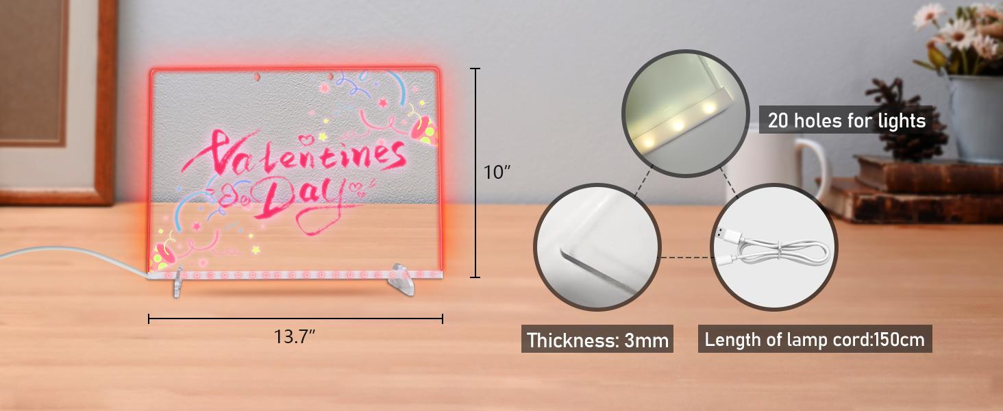 LED Note Board with Seven Colors 13"x10" for Kids 3-12 Stimulate Painting Potential Enhance Color Cognition Light Up Dry Erase Boards with 7 Markers Soft Cloth Hanging Chain Holiday Trend Gift Christmas Gift neon color Light-Up Drawing