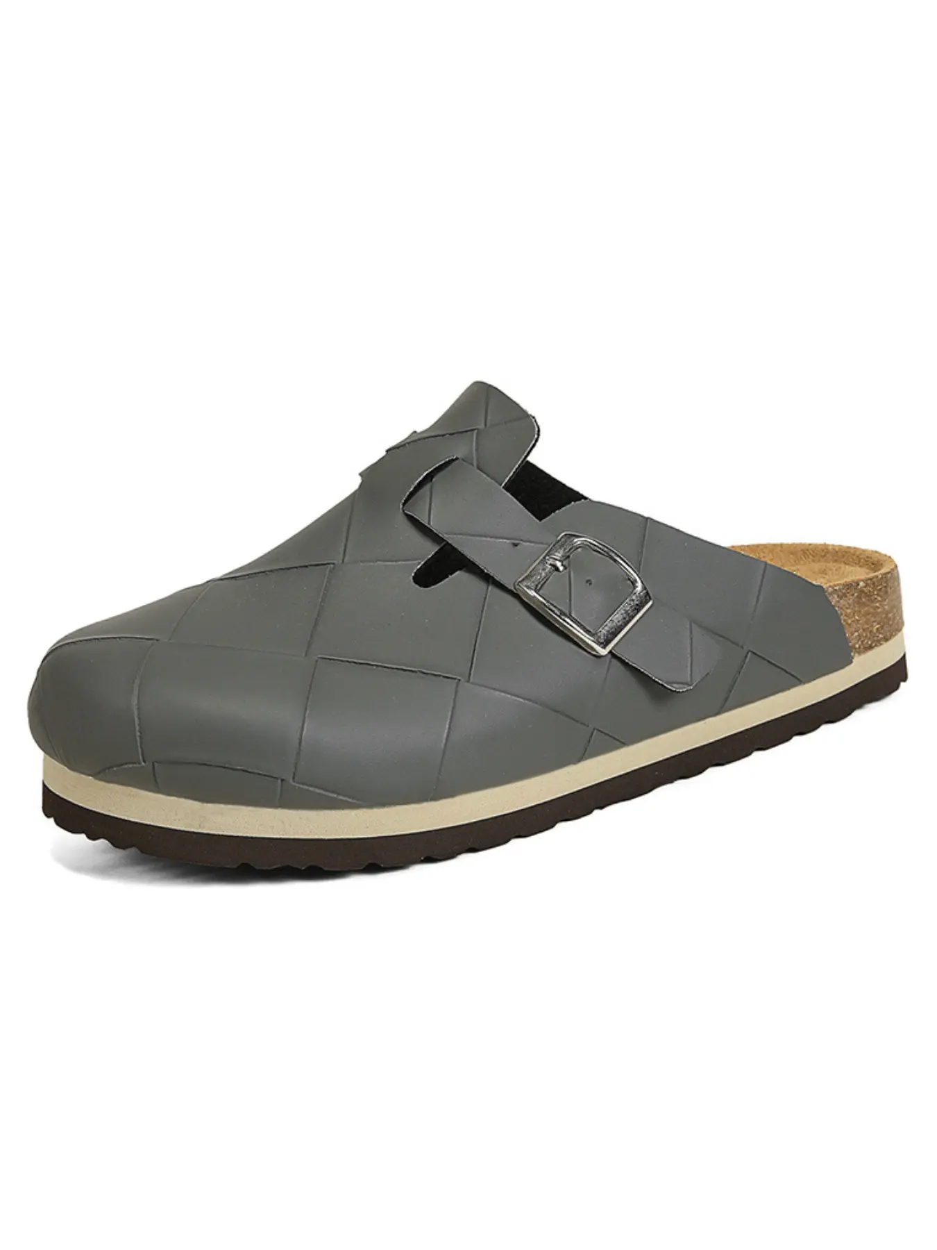 Trendy Argyle Pattern Slip-On Slippers, Adjustable Metal Buckle, Soft Wood Sole, Thick PVC Outsole, Unisex, Multiple Colors