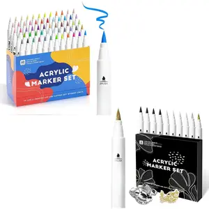 70 count inlude 60A&10PCS (4 White 4 Black 1  & 1    Pens, Brush Tip for Rock Painting, , Canvas, Stone, Ceramic, DIY Crafts Making Art Supplies