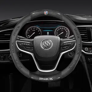 38cm Car Steering Wheel Cover Carbon Fiber Embossed Anti-Slip Printing Protector Fits For Buick Encore Gx Envista Regal Envision Mokka Verano Velite 6 LaCrosse Insignia Auto Interior Accessories
