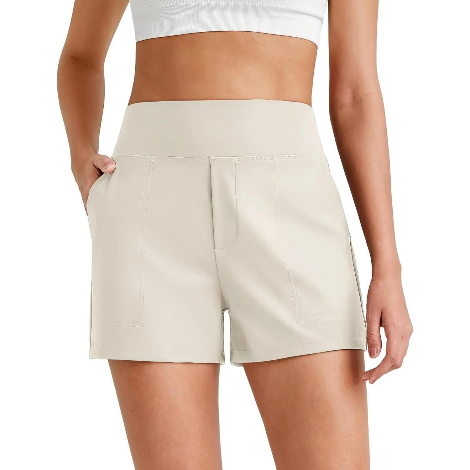 3" Dress Shorts  Women High Waisted Comfy Shorts Tailored Trendy Casual Summer Ladies Short with Pockets