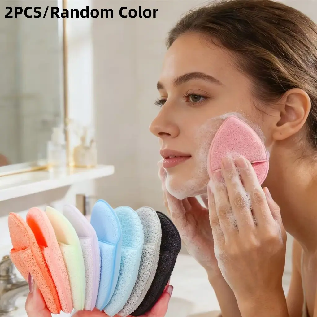 2-Pack Deep Cleansing Exfoliating Facial Sponge, Reusable, Removes Blackheads and Deeper Dirt, Ideal for Normal Skin, Beauty and Skincare, Exfoliating Face Pads
