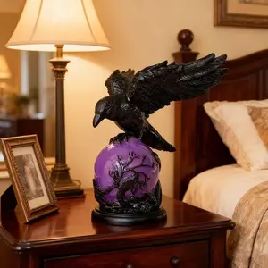 Glowing Raven Statue Gothic Lamp, Crow Night Light, Decorative Lamps, Perfect for Christmas and Year-Round Decor, Unique Gift for Gothic Collectors, Book Lovers, Halloween Enthusiasts