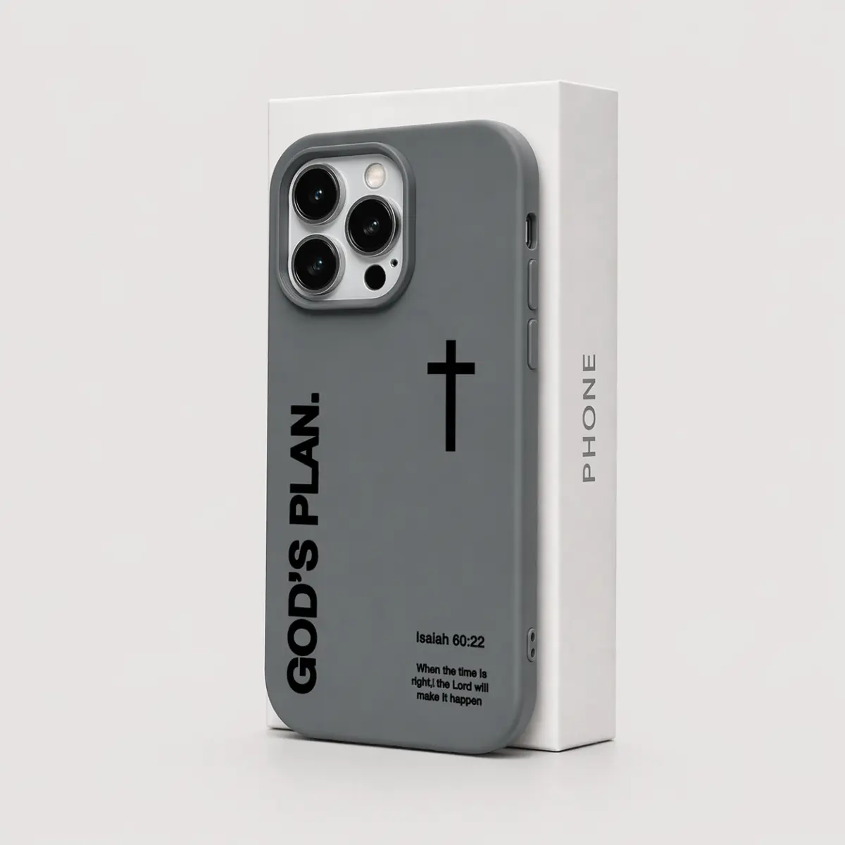 1PC "God's Plan" Isaiah 60:22 Bible Verse Cross Phone Case - Large Hole Liquid Silicone Skin-friendly Protective Casing for iPhone 17 Pro Max,16,15,14,13,12,11 Plus,Air,Pro - Christian Gift,Phone Accessories with Snowman Design,Dual Protection
