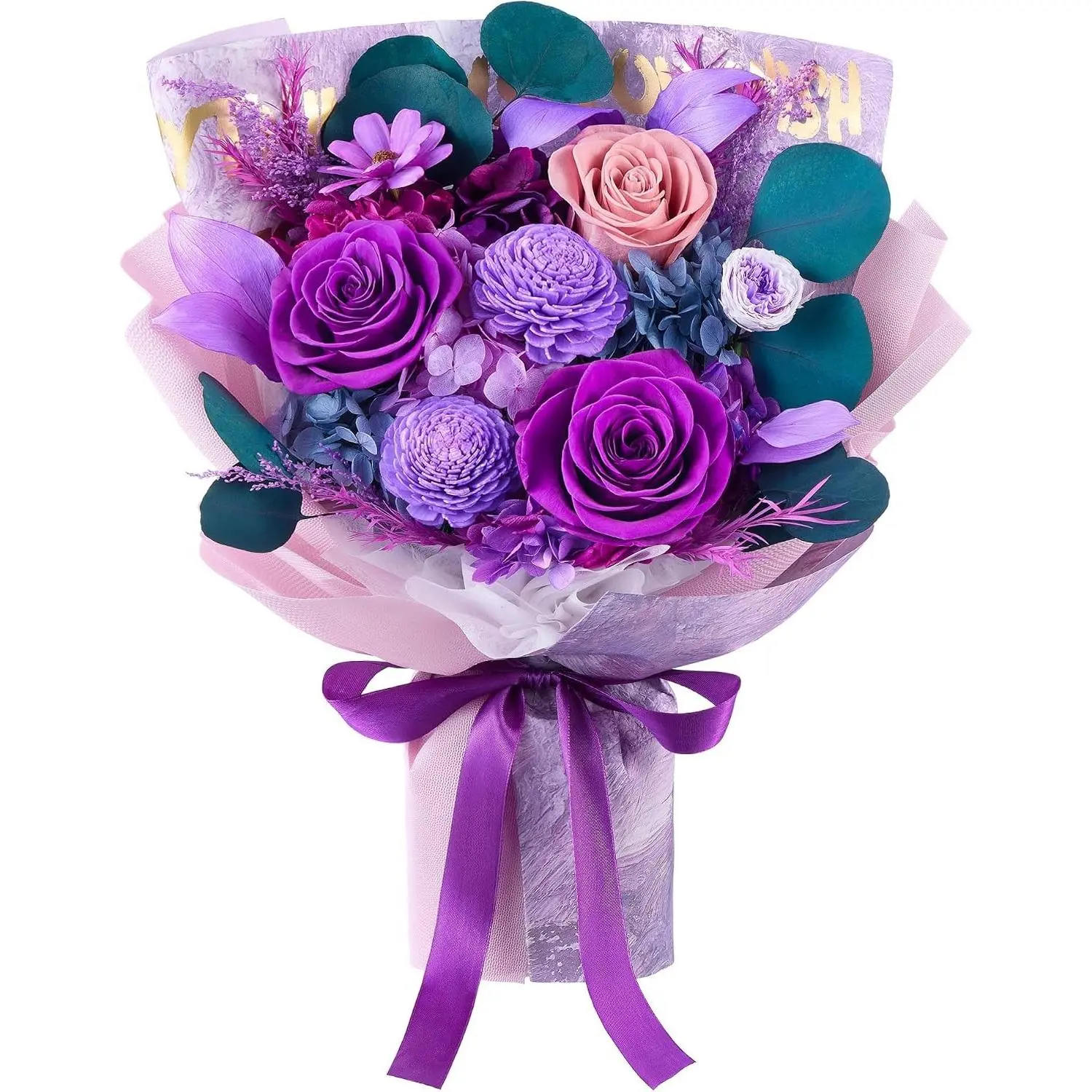 Preserved Flowers Bouquet Preserved Roses Flower for Delivery Prime, Purple 100% Real Preserved Flowers Gifts for Her Women Wife Mom Mothers Day Grandma Anniversary Valentine's Day Christmas