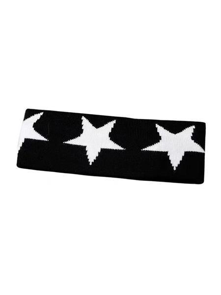 Unisex Knitted Embroidered Star Sports Headband Y2K Style Sweat-Absorbent Hair Accessory For Gym Running Yoga Casual Wear Trendy Comfortable Stretch Fit For Daily Activities vacation