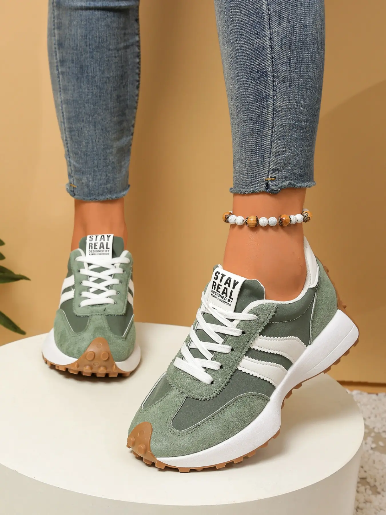 Spring Summer Retro Aggressive Shoes Women, Imitated Deer Skin Material, Casual Training Shoes, Anti-Slip Thick Sole, Outdoor Shopping Commute
