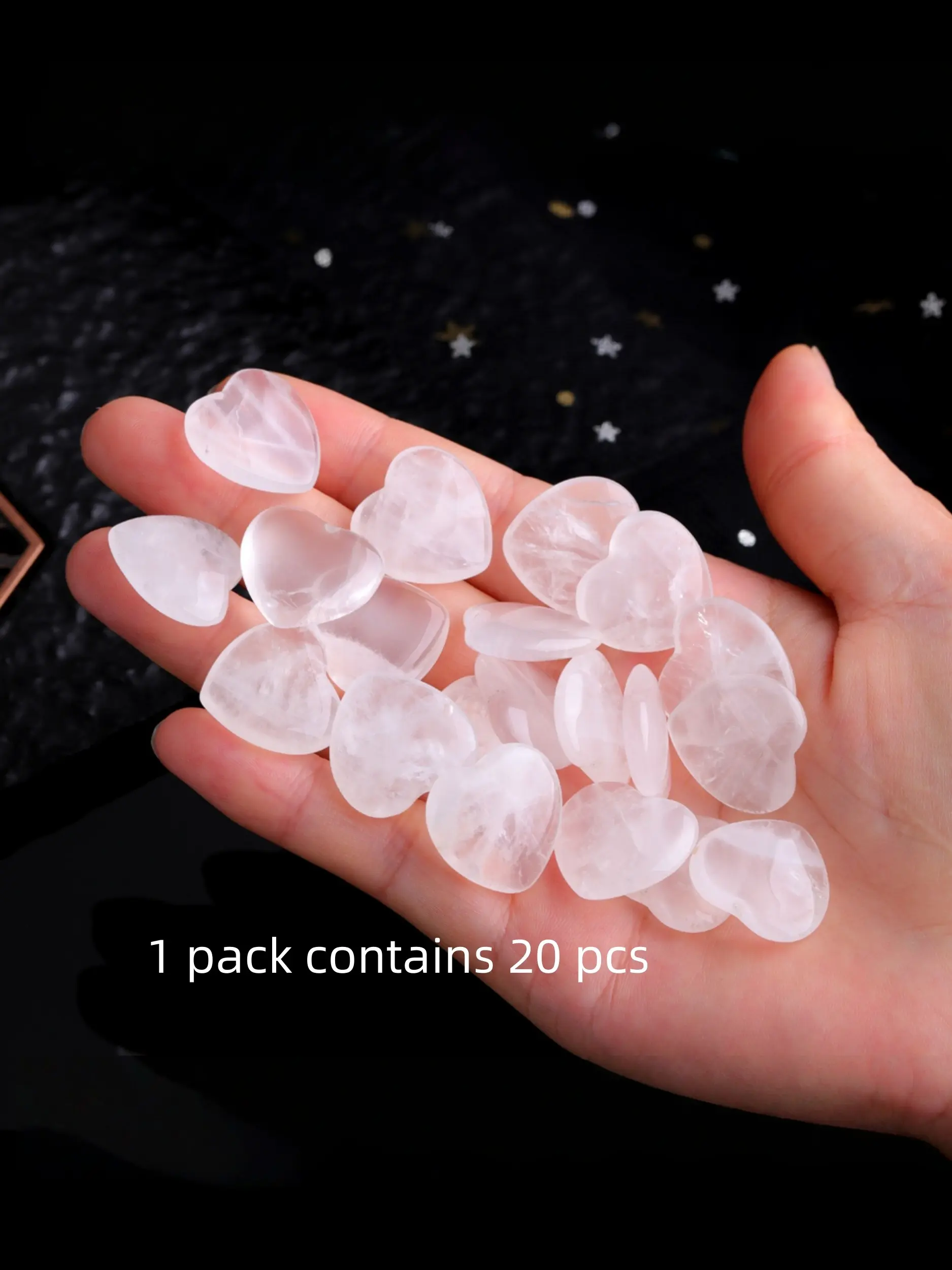 20 pcs natural crystal hearts, high-quality DIY crafts, perfect gift for loved ones, elegant design, ideal choice for handmade projects