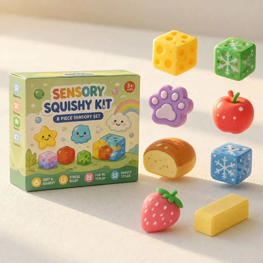 8PCS Mystery Dumpling Stress Relief Fidget Toys Set,Soft Squishy Dumpling Sensory Decompression Toys, Slow Rebound Assorted Styles Pack, Butter Squishy Bun Anxiety Relief Toys for Kids & Adults, Party & Gift Toys