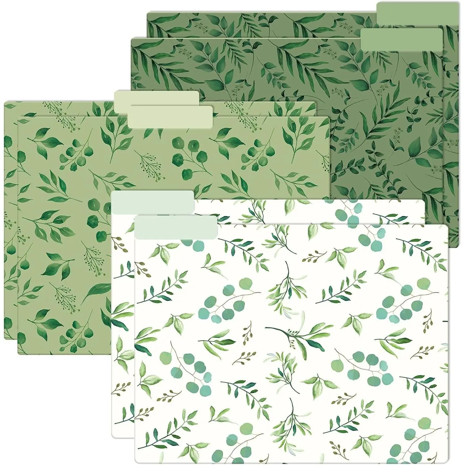 6Pcs Greenery File Folders Eucalyptus Leaves Decorative File Pockets 8.5 x 11 Inch Colored Files Folders for Filing Cabinet Home Office Supplies