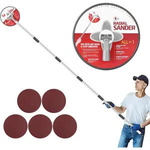 Pole Sander for Drywall, 85 inch Drywall Sander With Extension Pole, Manual Hand Drywall Sander with Extension Pole for Painting Projects， 360 Circular Radial Sander + 5pcs Wall Sanding Discs