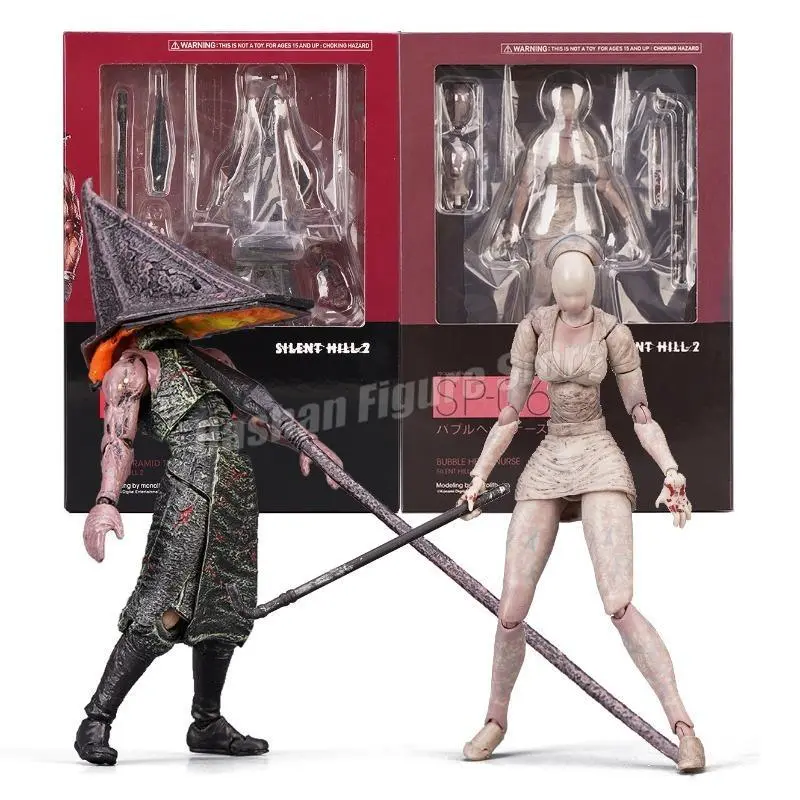 Figma SP-055 Silent Hill Red Pyramid Thing 17cm PVC Action Figure, 2pc No Box with 15cm Bubble Head Nurse Doll & Accessories, Unisex Revelation Model Toy