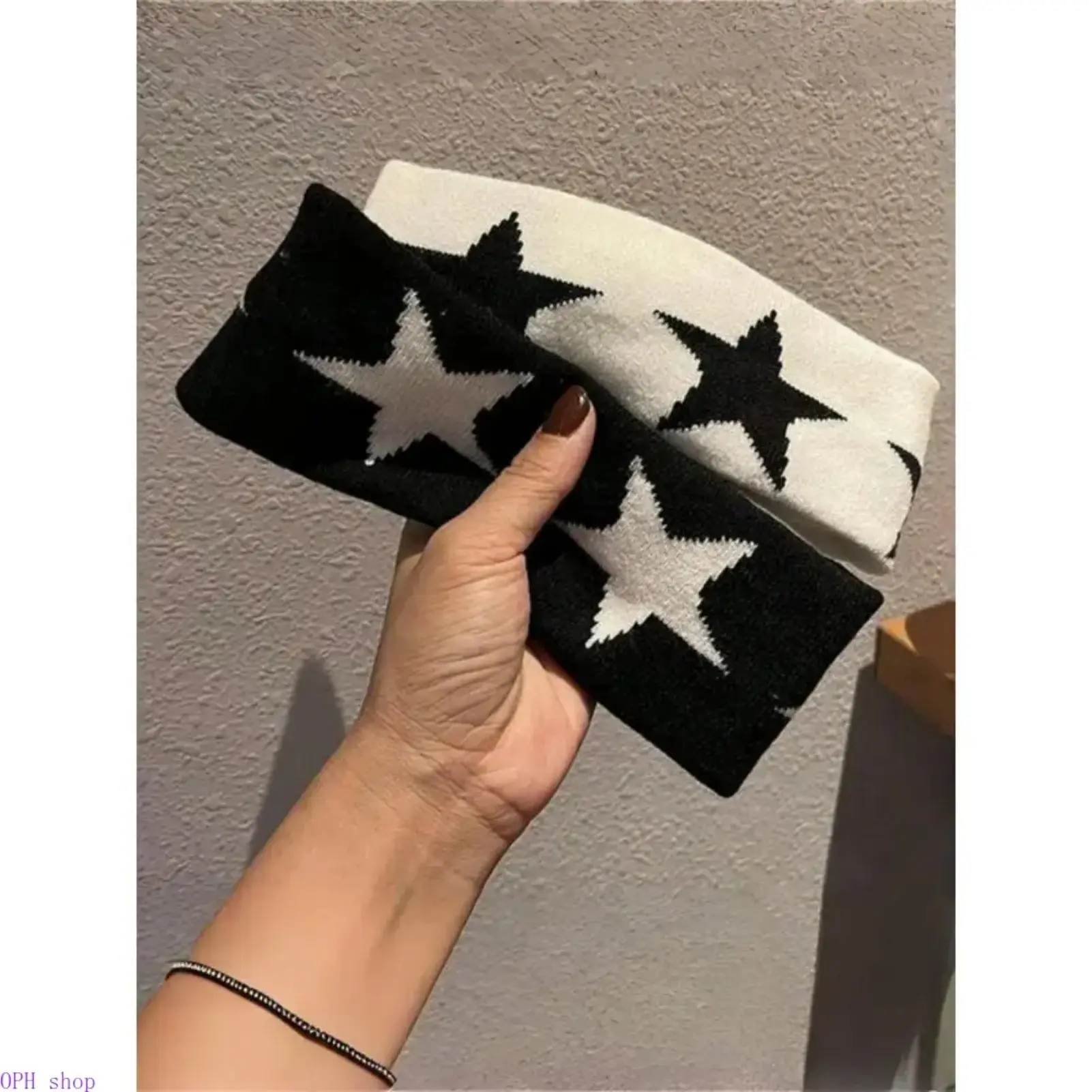 Unisex Knit Star-Embroidered Sweat-Wicking Soft Sports Headband, Stretchy Y2K Trendy Hair Accessory for Workout, Daily Casual Outfits