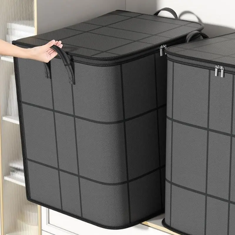 SAXUMOUT 3pcs 26.42gal Large Capacity Clothes Storage Bags, Closet Organizer Storage Containers, Collapsible Storage Bins with Heavy Duty Handles, Sturdy Zippers, for Clothing, Blanket, Comforters, Underbed Storage, Under-Bed Storage