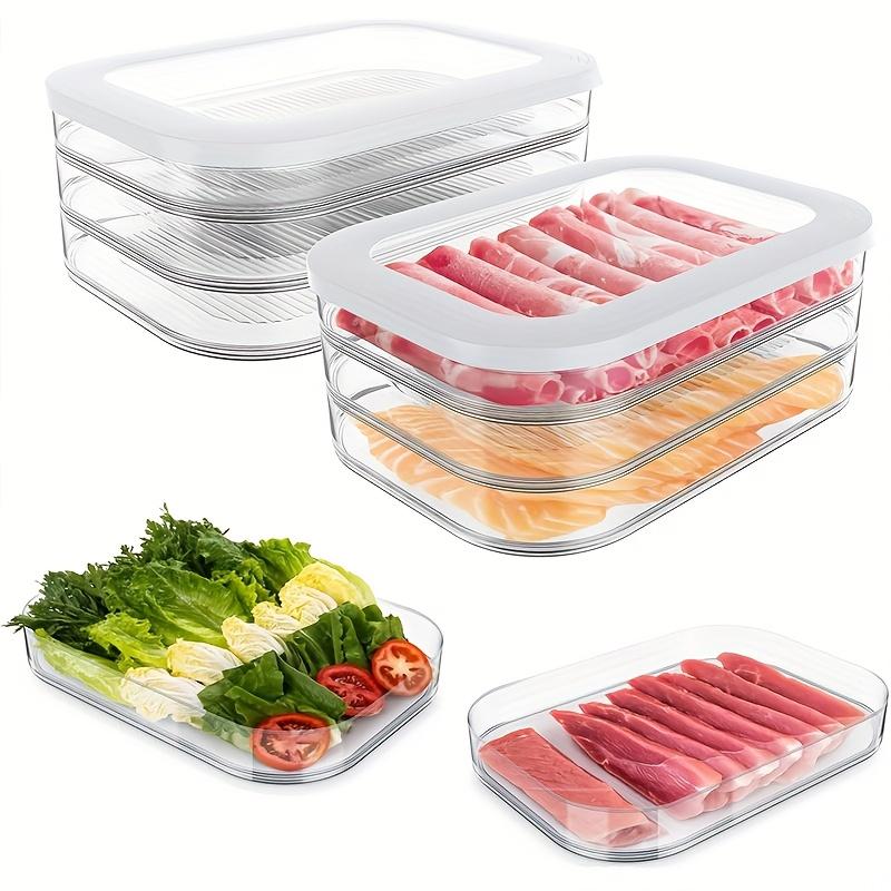 Stackable Food Storage Containers, Refrigerator Organizer, Fridge Storage Container, Meat Preservation Box, Leak-Proof Sealed Design, Reusable, Space-Saving