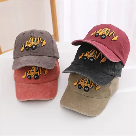 Unisex Kids' Embroidered Logo Excavator Baseball Cap - 96% Cotton for Soft, Breathable Wear, Adjustable Toddler Sports & Outdoor Hat, Birthday Gift Ideas, Check Measurement Chart