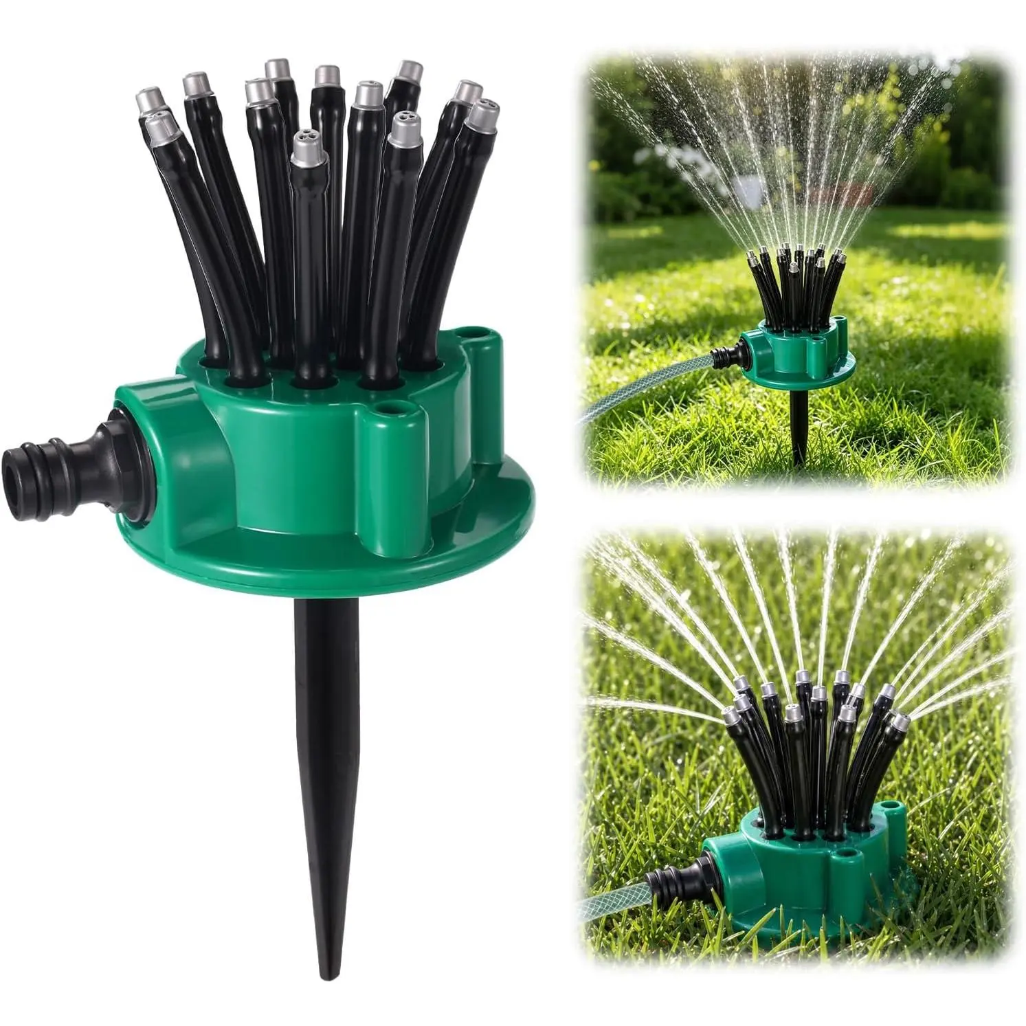360 Coverage Precision Garden Irrigation Sprinkler, Multi-Directional Automatic Garden Sprinkler Adjustable  Nozzles Rotating Irrigation System with Ground Spike for Yard Large Area
