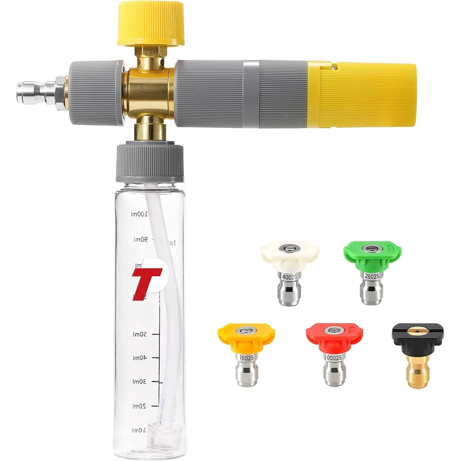 Cannon, Small  Cannon for  Washer | 5 Power Washer Nozzle Tips, 1/4 Inch Quick Connect