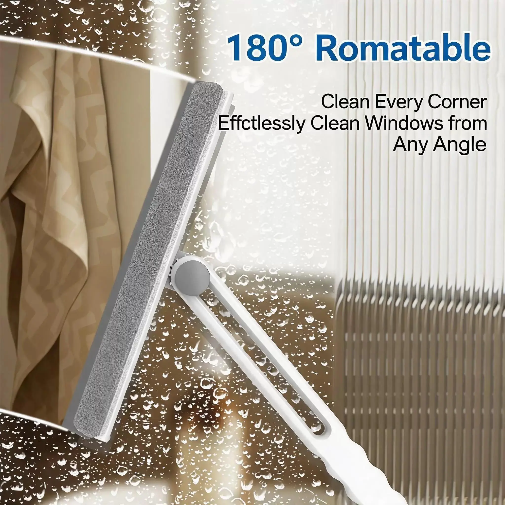 2-In-1 Foldable Window Cleaning Scraper, Squeegee and Brush, Multi-Purpose Home Cleaning Tool for Glass Mirrors, Desktop, Windows, Car Windshield, Multipurpose Cleaning Tool