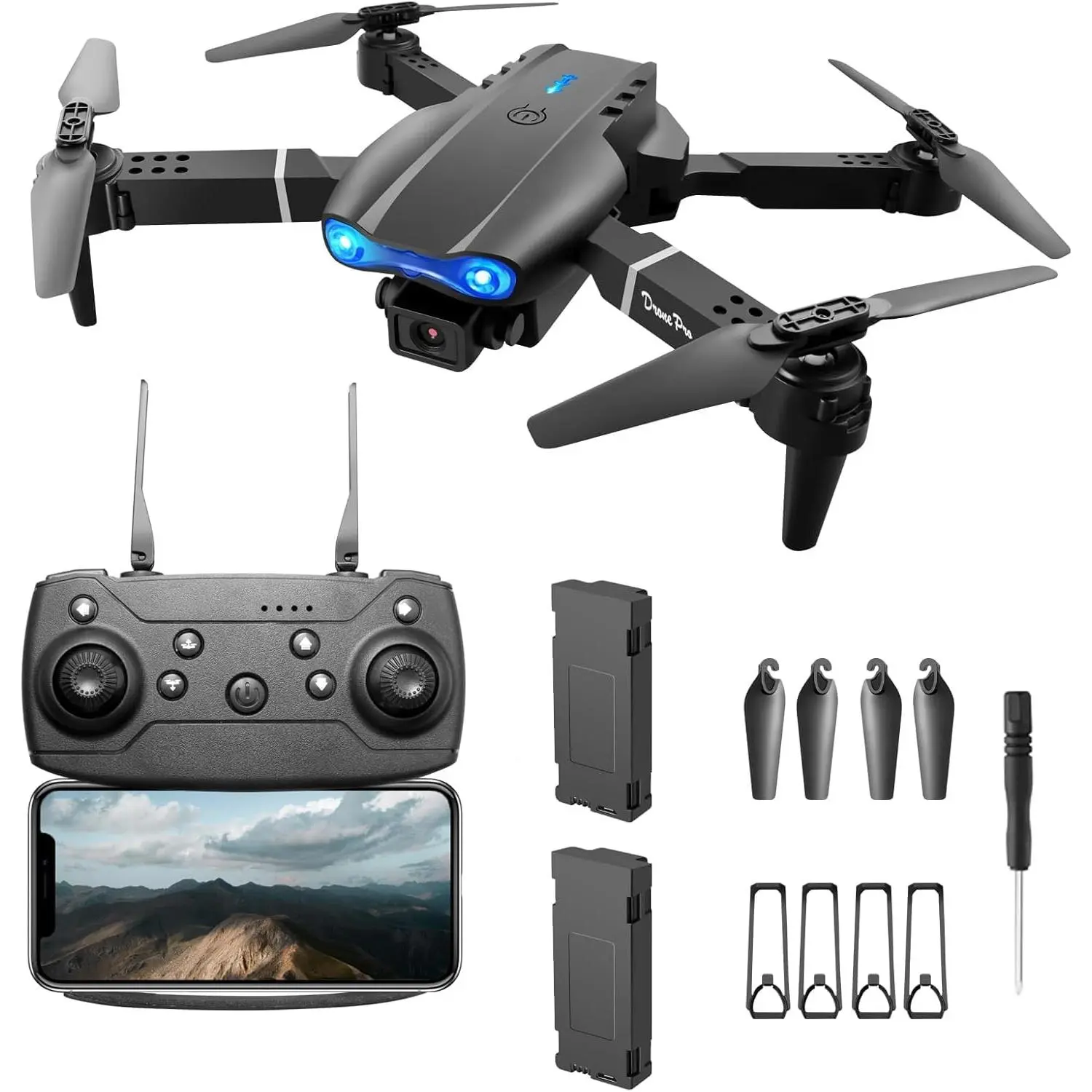 E99 drone, upgraded version with dual high-definition cameras, is a remote-controlled quadcopter suitable for adults. It is the perfect gift for beginners and for delivery during the off-season, Halloween, and Christmas