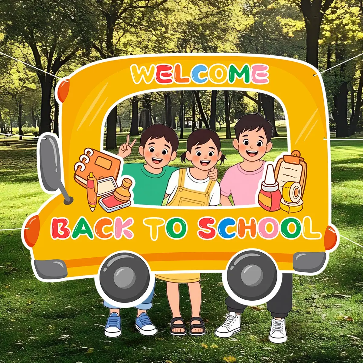Welcome Back School Season Party Background Large Hanging Banner, Photo Props Poster, Festival Party Decoration, Bus House Theme