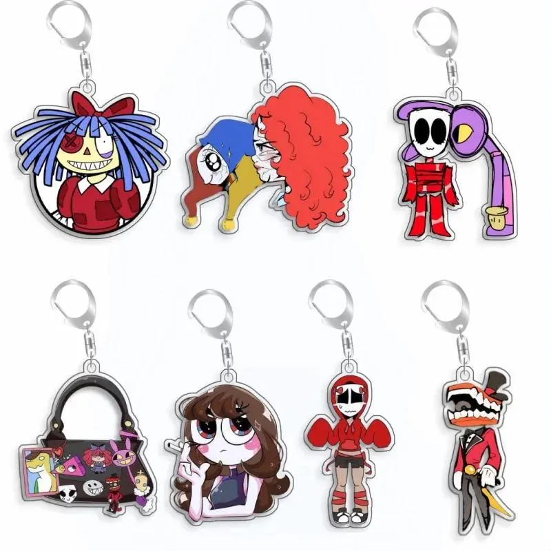 2026 new hot item For The Amazing Digital Circus Pomni Caine Rachael Gangle Jax Acrylic Selfmade Cute Cartoon Anime Keychain Pendant Toy Gift 5cm