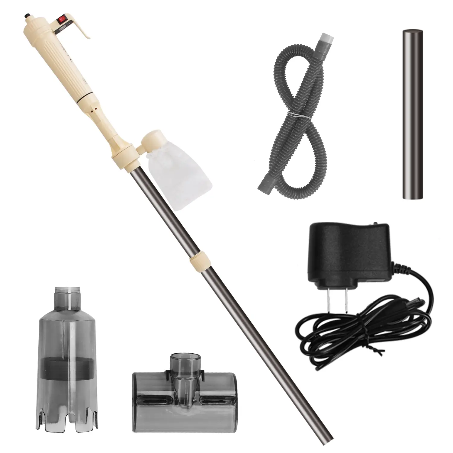 Electric Aquarium Gravel Cleaner, Adjustable Fish Tank Vacuum Cleaner with Water Change & Sand Cleaning Functions, Filter & Dirt Removal Tool