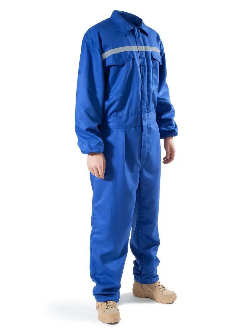 HOMUG Men's One-Piece Overalls Set, Wear-Resistant and Breathable, with Velcro and Zippers, Men's Spring and Autumn Work Pants, Suitable for Mechanical Maintenance and Workshop Work. SpringStatements