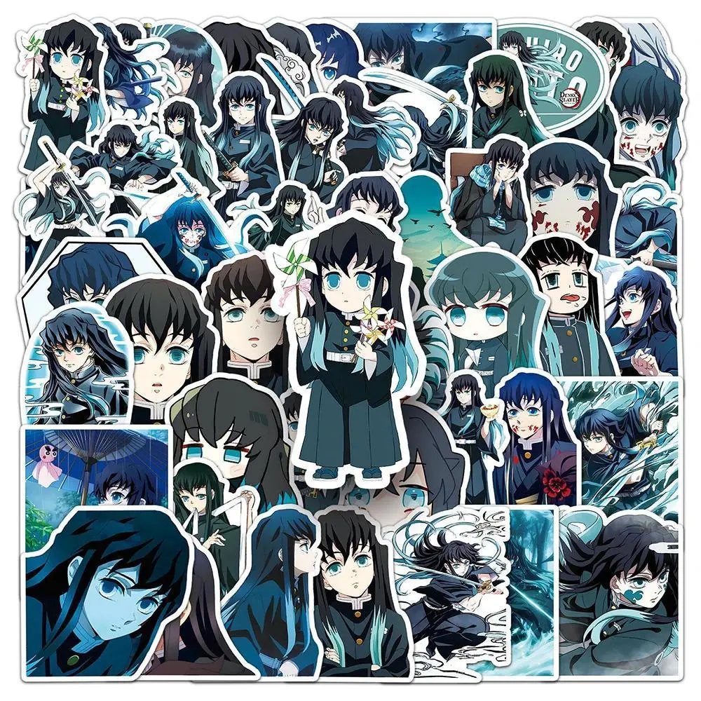 50pcs Demon Slayer Anime Graffiti Stickers DIY Scrapbook Laptop Bike Phone Cute Tokitou Muichirou Cartoon Decals Kids Toy