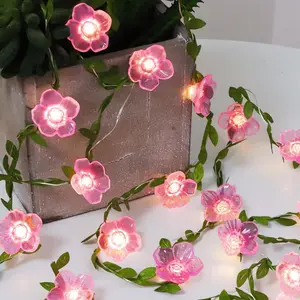 Cherry Blossom Decor Flower String Lights Vines with Fairy Lights Christmas, 30 LED Copper with Remote Control Battery Operated Pink Flower Garland Leaf for Locker,Bedroom, Wall,Christmas Decorationsfidget toys