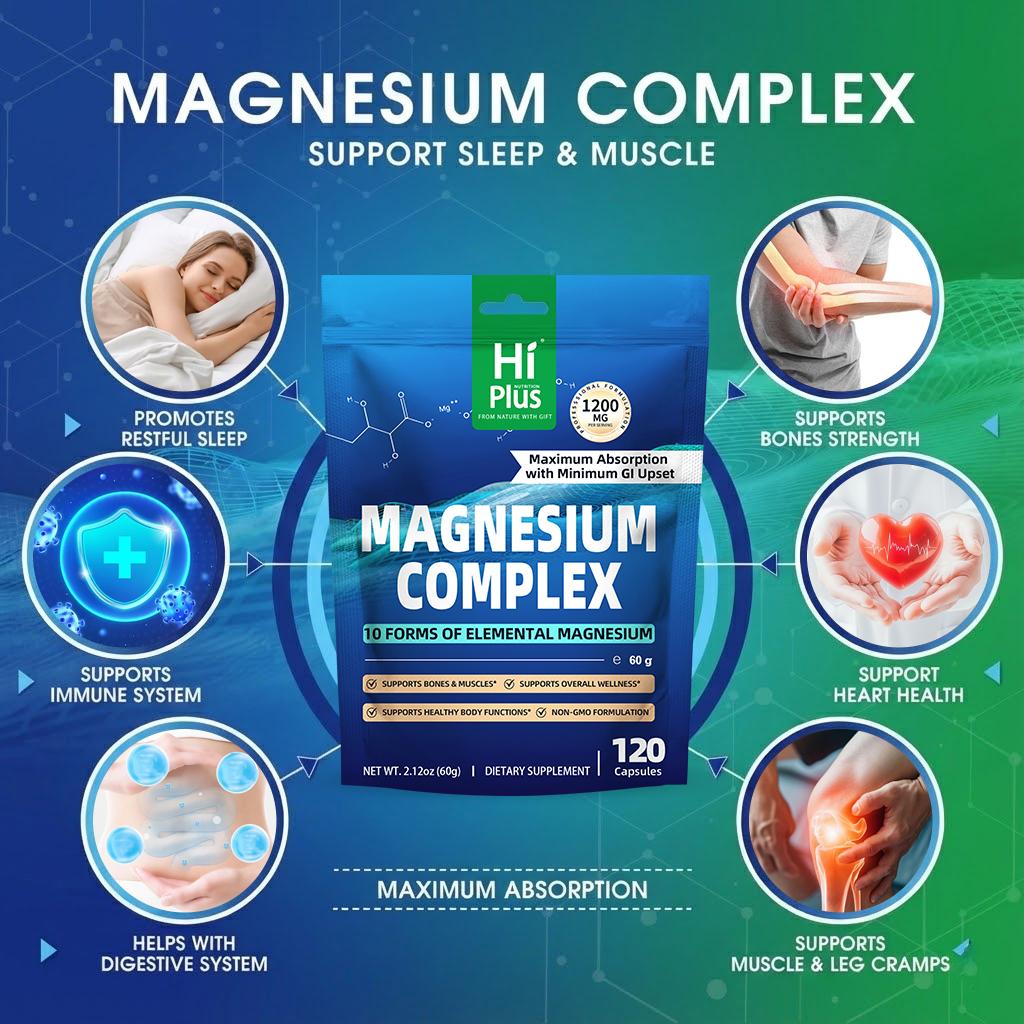 Magnesium Complex 10 Essential Magnesium Supplement 1200mg 120 Capsules
