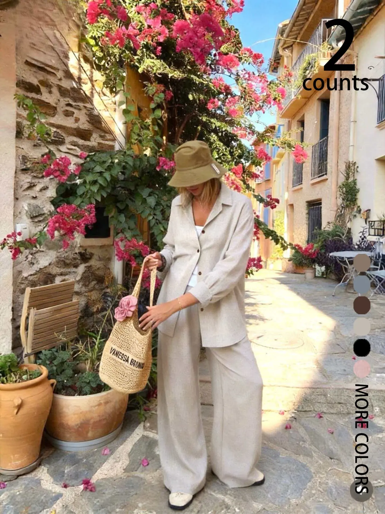 2026 European Style Loose Fit Cotton Linen Set, Long Sleeve Shirt & High Waist Wide Leg Pants, Breathable, All Seasons, Deep, Clothes