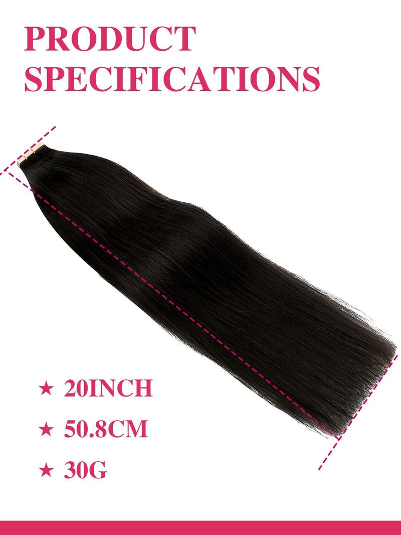 20 Inch Long Straight Glue Hair Extension, Invisible Seamless Straight Hair Extensions, Fusion Hair Extensions, Fashionable Natural Fluffy Synthetic Hairpiece for Women & Girls, Glossy Hair Bundles, Synthetic Soft Hairpieces